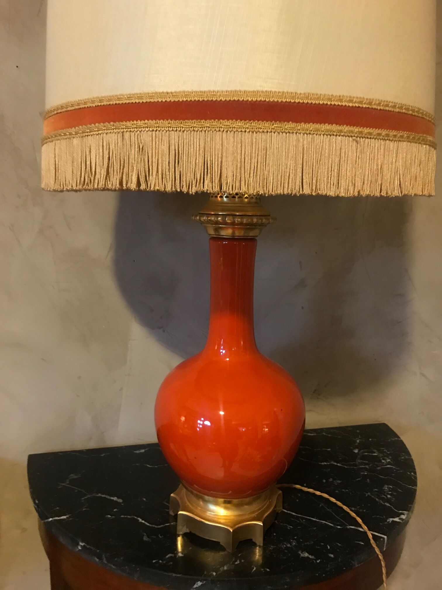 Orange opaline lamp 1920