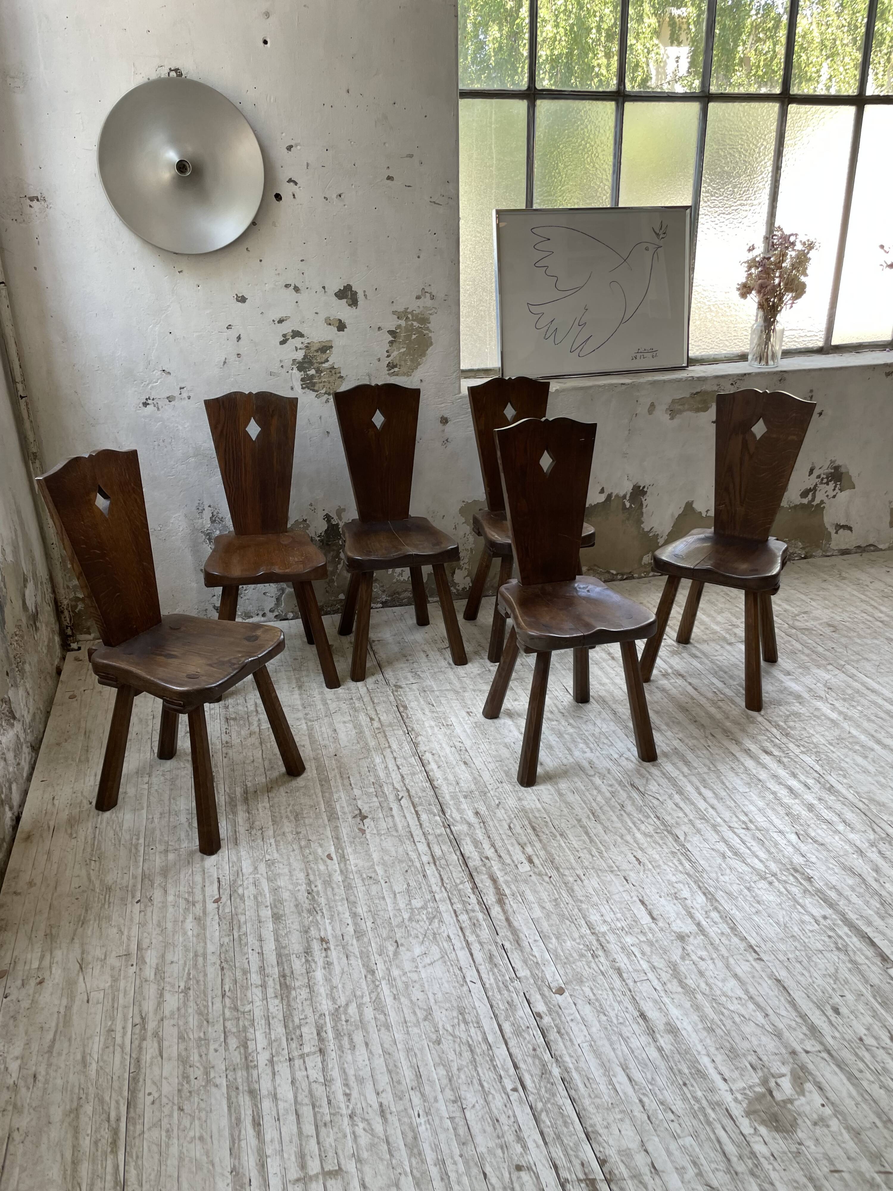 Chaises chêne massif chapo savoyarde art populaire