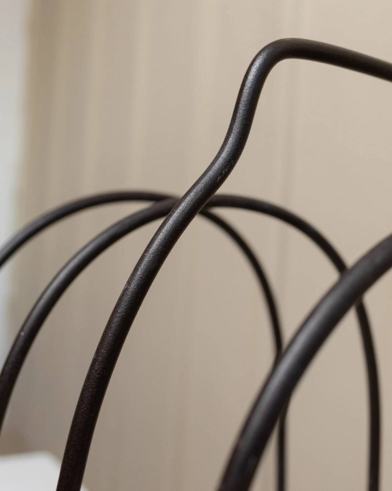 Black Metal Magazine Rack - Italian 1970s Vintage, Handmade, Four-Compartment Organizer