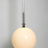 Large Czech Mid Century glass ceiling lamp with glass shade and glass rod