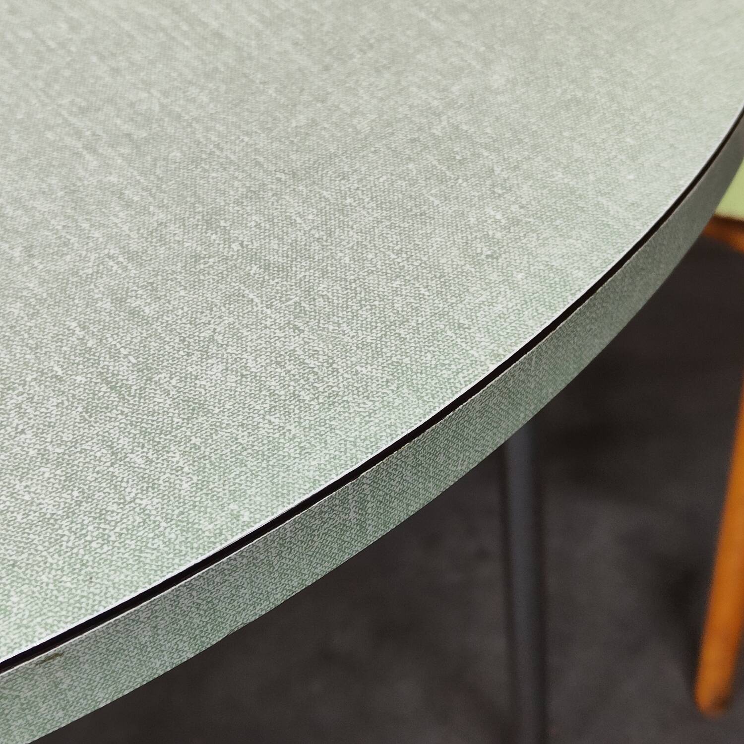 Round water green formica table 1960