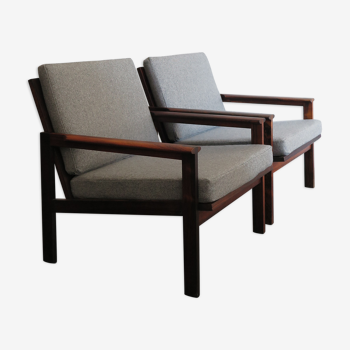 Scandinavian rosewood Illum Wikkelsø armchairs, Denmark 1960s