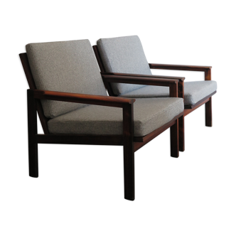 Scandinavian rosewood Illum Wikkelsø armchairs, Denmark 1960s