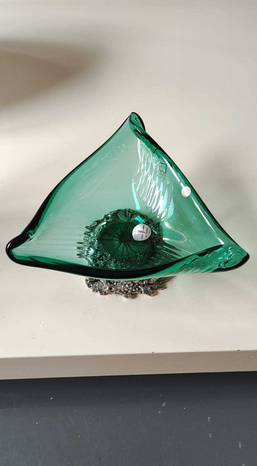 Murano/Glass Line Art Glass Sea Shell Trinket Dish. Diam 20
