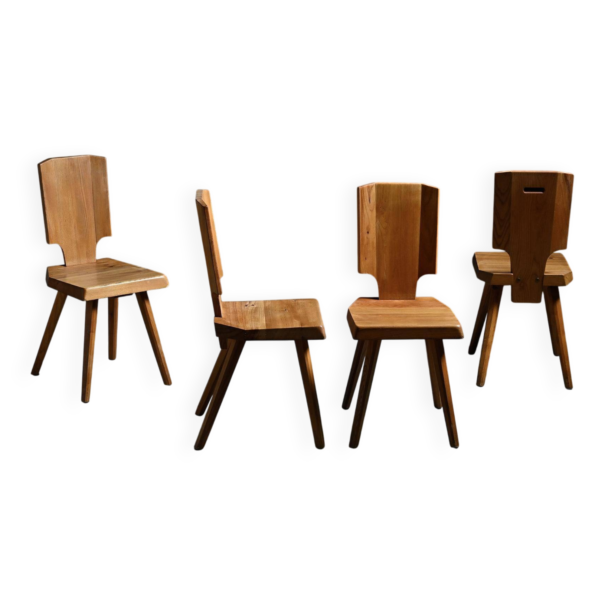Set of 4 chairs model S28 by Pierre Chapo, France circa 1965.