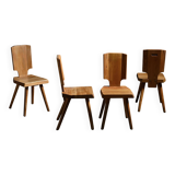Set of 4 chairs model S28 by Pierre Chapo, France circa 1965.