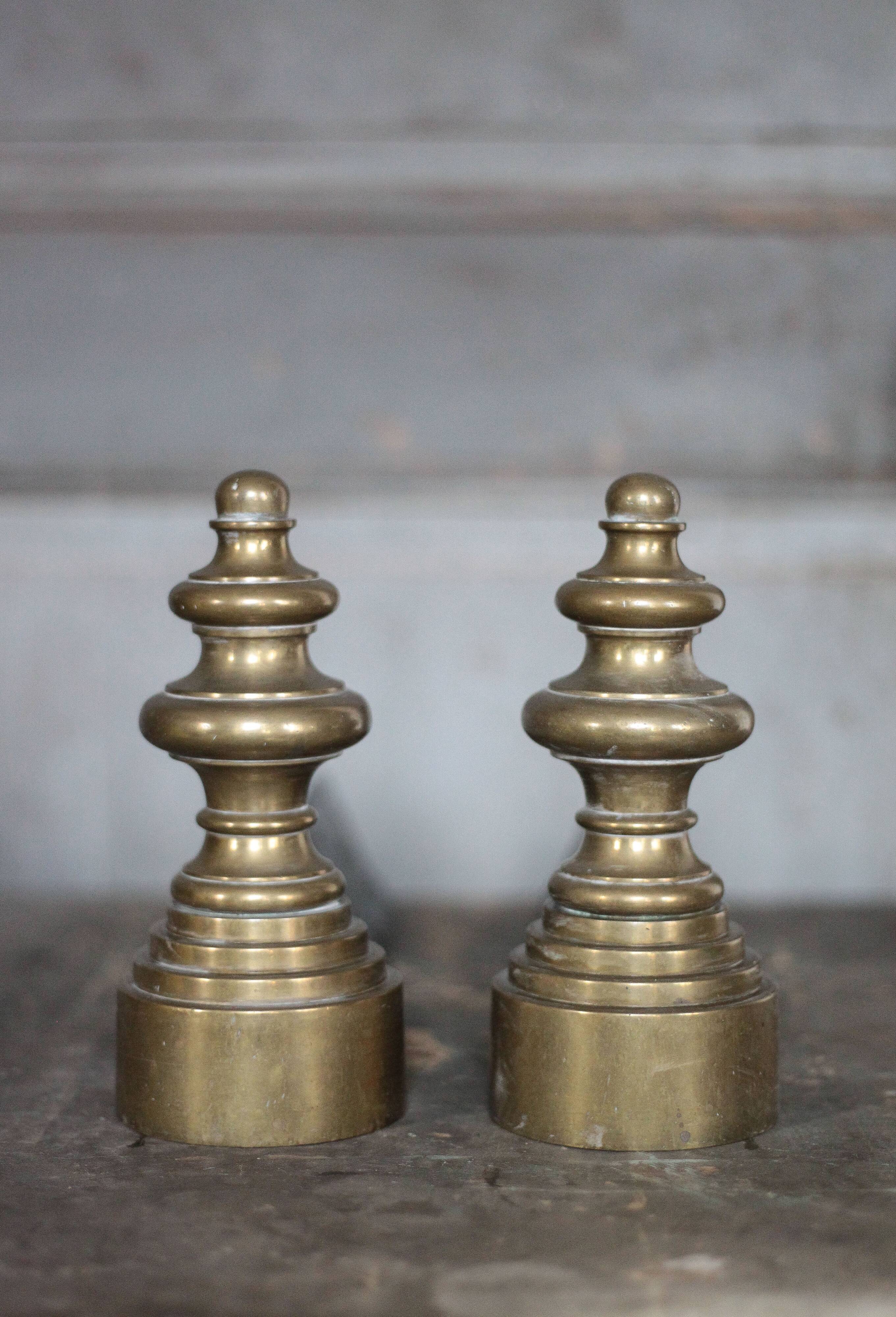 Chenets vintage, pair of chenets, fireplace accessory, brass chenets and f