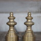 Chenets vintage, pair of chenets, fireplace accessory, brass chenets and f