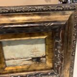 Oil on canvas "bateaux au port" signed e. guilleux