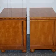 White Genesis Biedermeier Style Bedside Tables by American Hickory, Set of 2