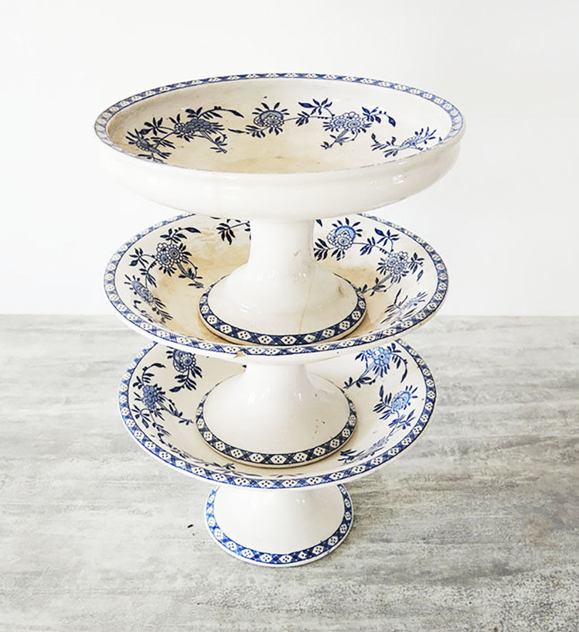 Former trio of dresden porcelain compotiers