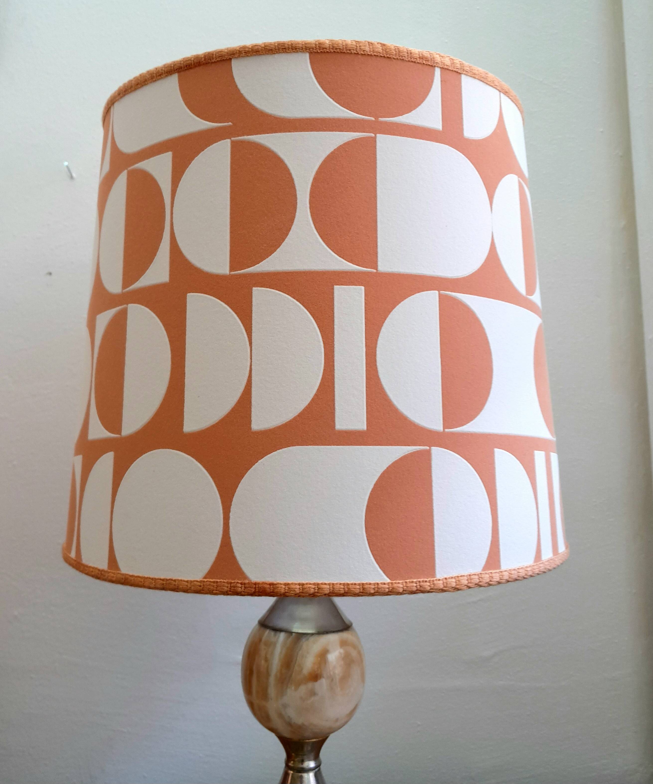 Vintage marble lamp and handmade lampshade