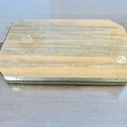 Octagonal tray in marquetry and brass, Italy, Art Deco 1940s 1950s
