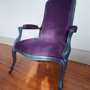 Voltaire armchair from the 19th century, purple velvet