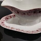 Iron earth gravy boat Moulin des Loups and Hamage Nord, red mulberry