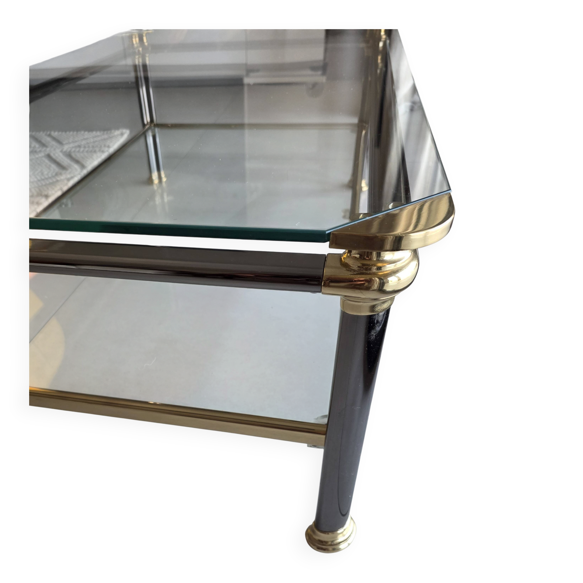 Italian coffee table Mara in brass and glass