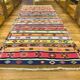 Colorful runner rug, handmade turkish kilim rug with ethnic patterns