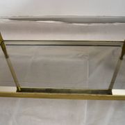 Side table, low table, gold brass, smoked glass, 70s.