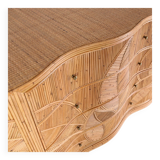 Curved chest of drawers with 4 rattan drawers