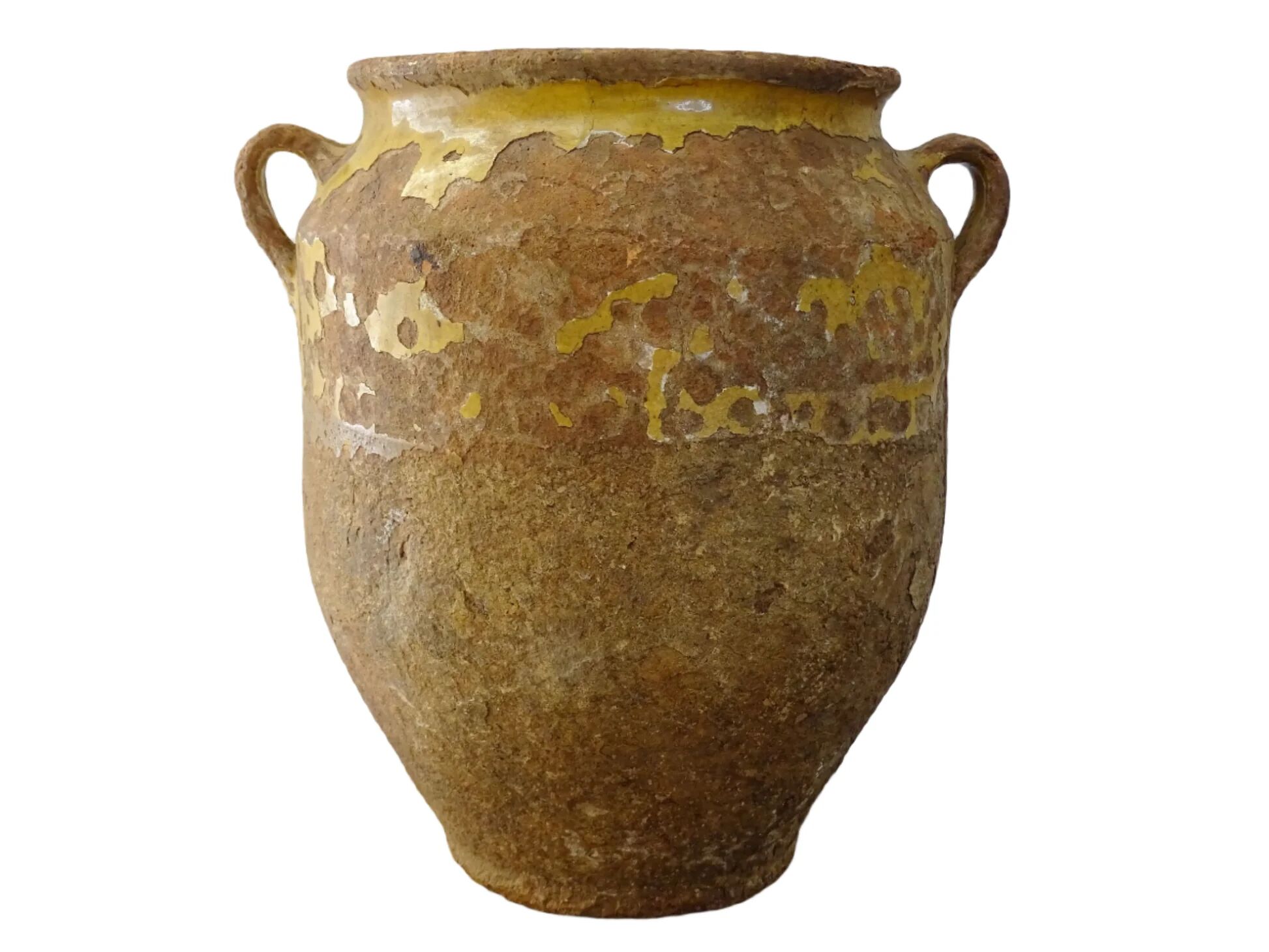 Pot à confit ancien français à glaçure jaune