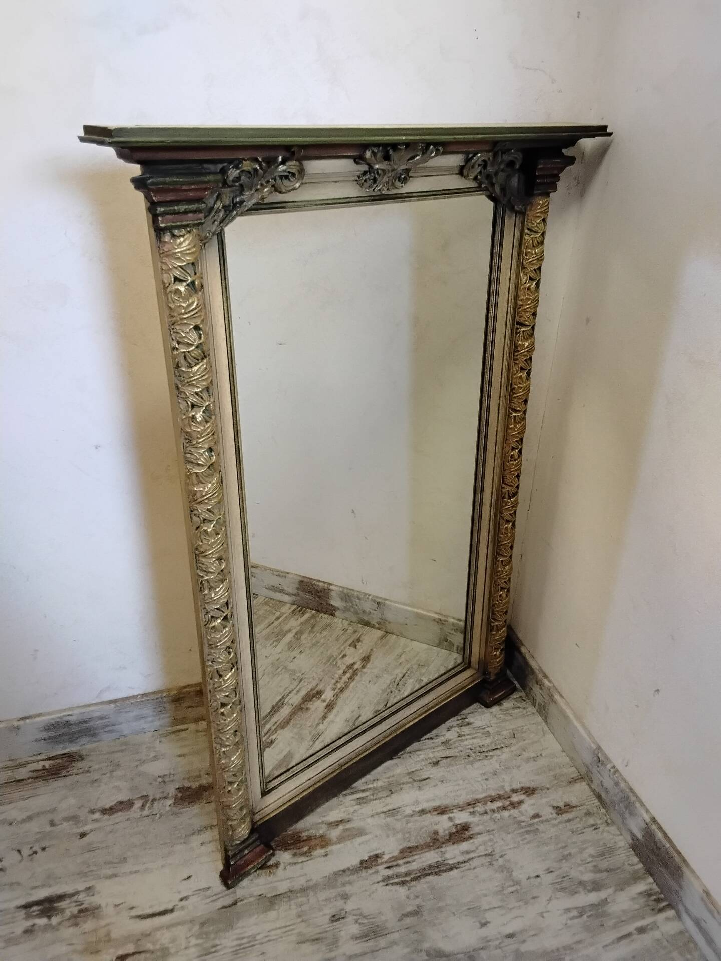 Large antique wooden mirror