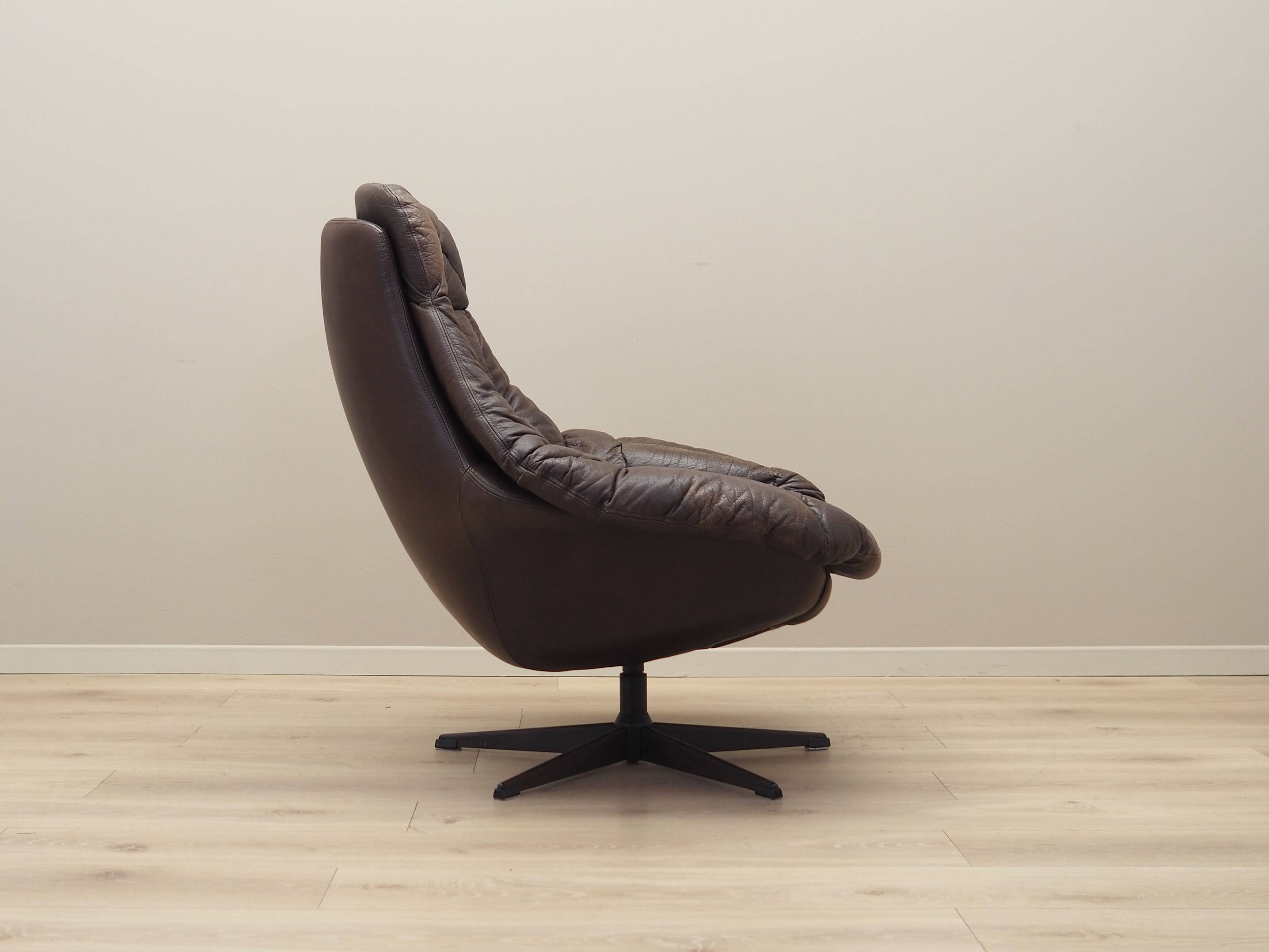 Fauteuil De Bureau Vintage Danois – Labofa – Cuir Noir – Années 60 – Pivotant