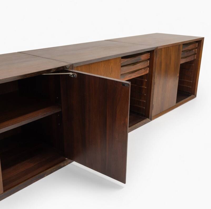 Poul Cadovius Floating Wall Mounted Rosewood Sideboard By CADO, 1960s.