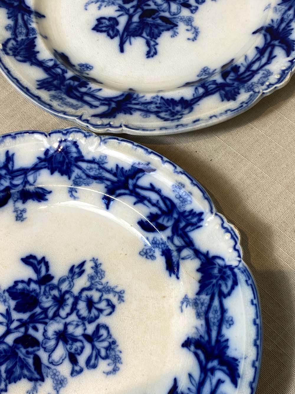 3 flat plates, English ceramic. Brown westhead moore & co