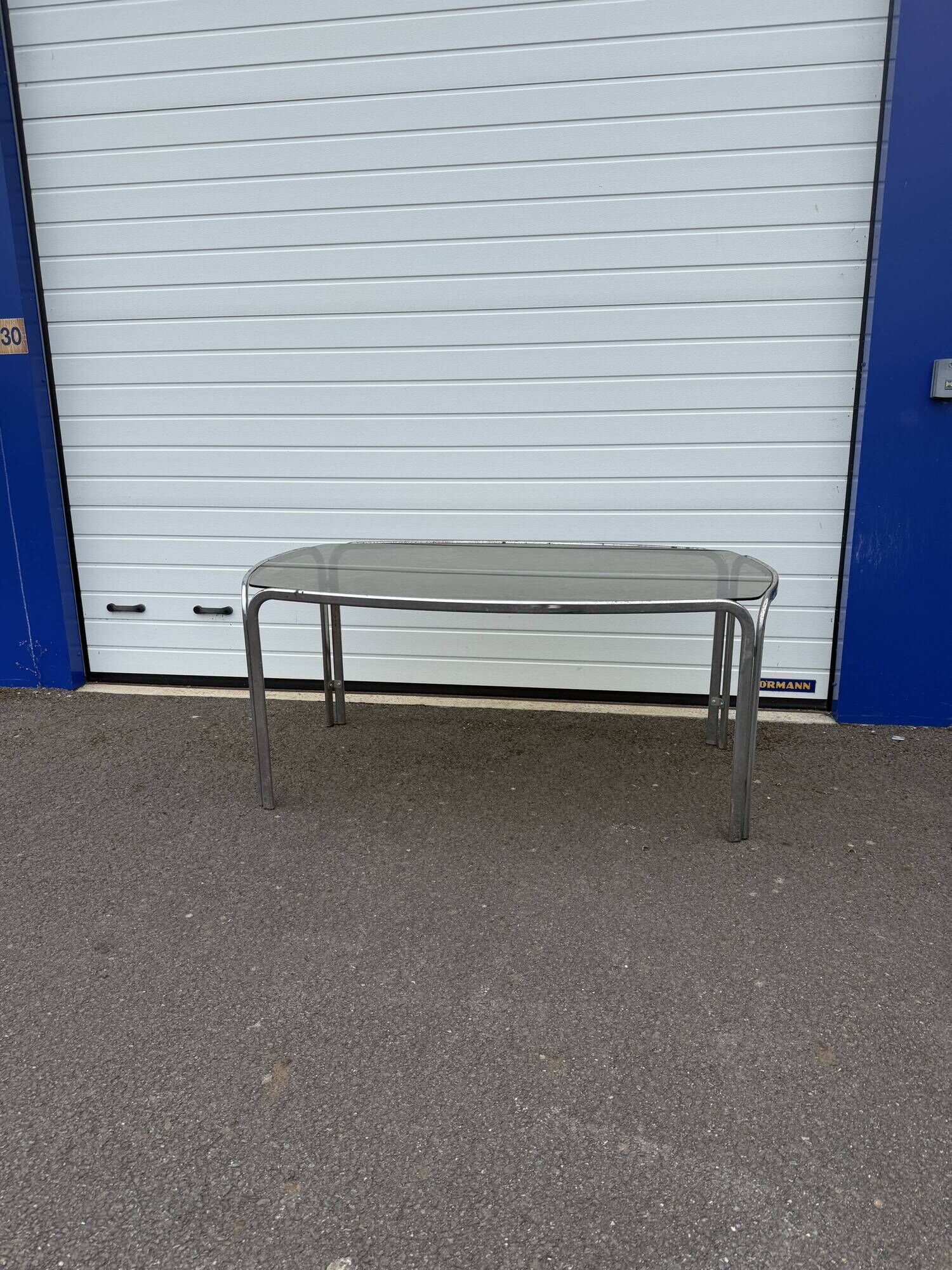 Vintage 70s smoked glass dining table