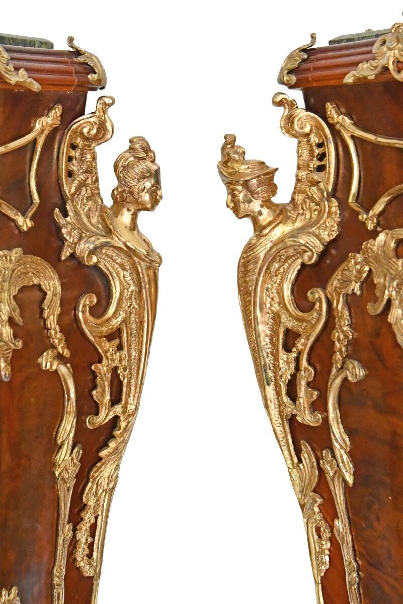 Pair of important Louis XV style pedestals