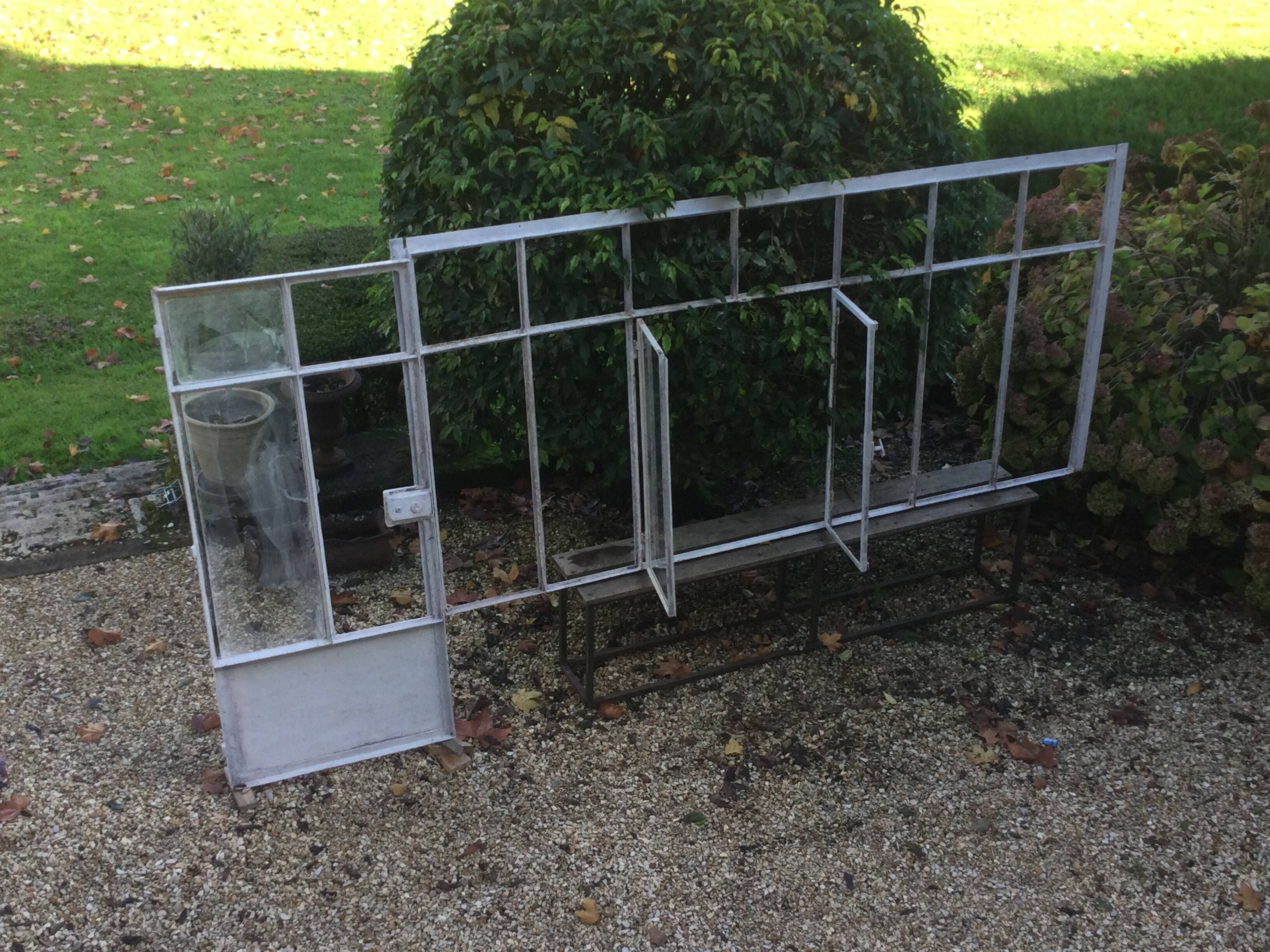 Old glass roof with door and window