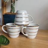 3 porcelain coffee cups bordered gold