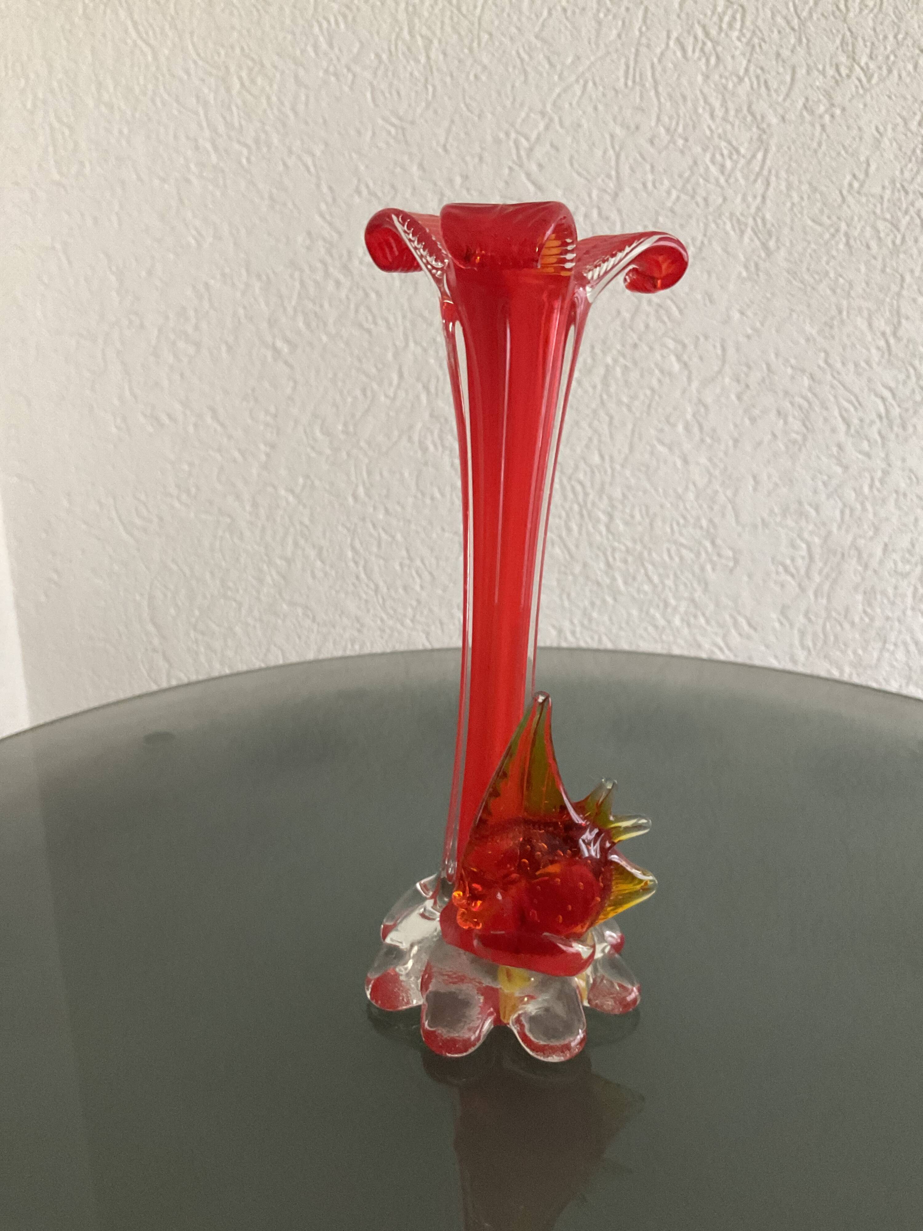 Murano "fish" orange soliflore from the 1970s.
