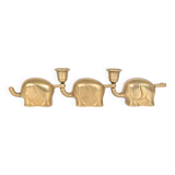 Trio of Elephant Parade Candlesticks | Brass | 1960s