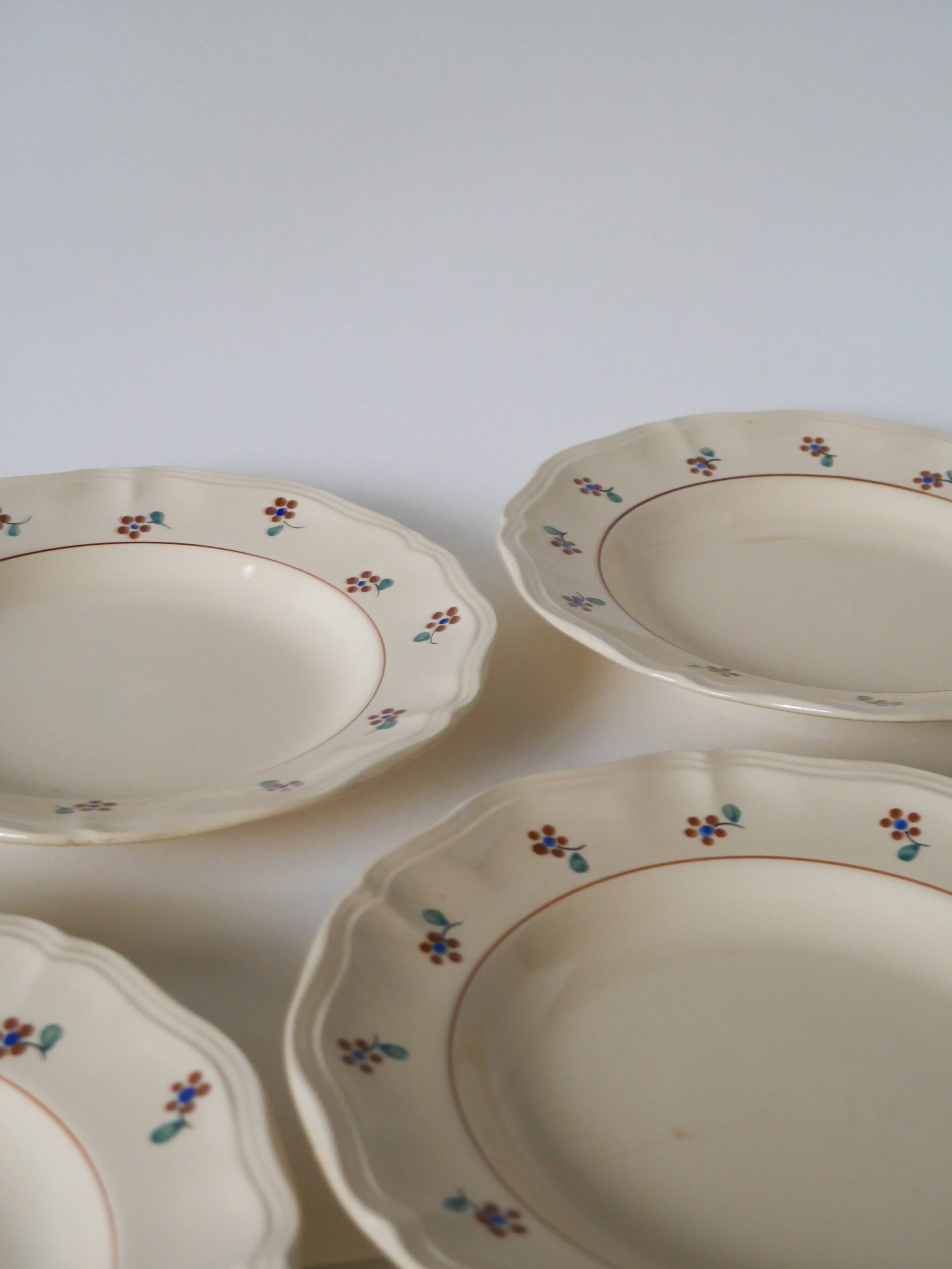 Lot de 6 assiettes creuses Digoin Sarreguemines modèle Arromanches 1950