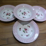 4 hollow plates Digoin Sarreguemines model Rosa
