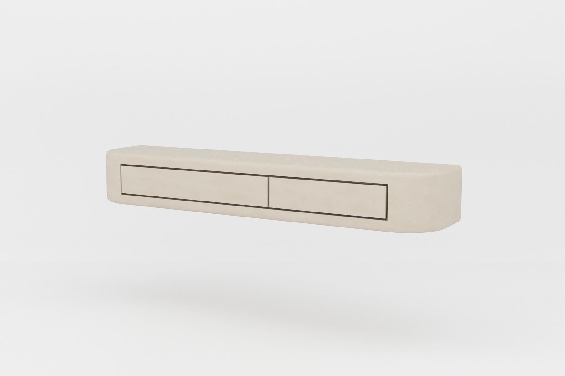Contemporary Handmade Textured Plaster Floating Drawer with Walnut Interior