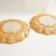 Pair of iridescent orange glass egg plates
