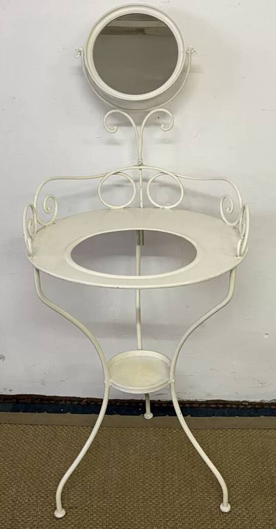 Antique wrought iron dressing table / Vintage bathroom cabinet