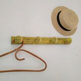 Coat rack - antique hook in patinated yellow wood