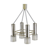 1960s chrome and glass chandelier