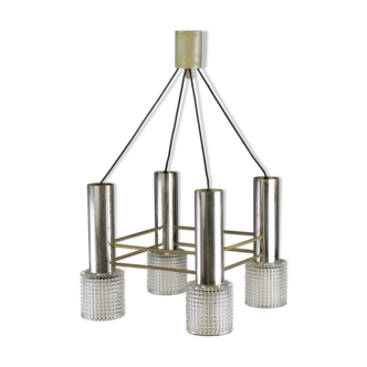 1960s chrome and glass chandelier