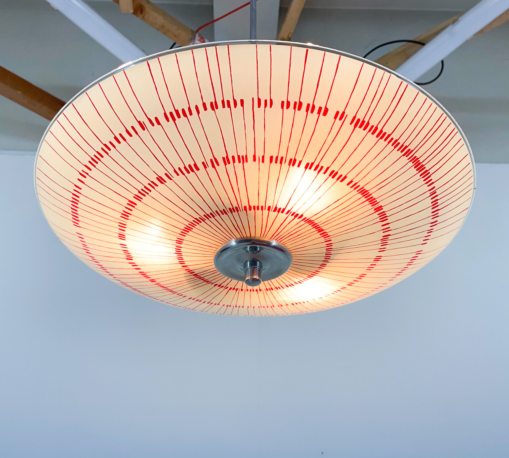 Mid-century glass chandelier by Napako Czechoslovakia 1960s