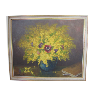 Tableau bouquet de mimosa