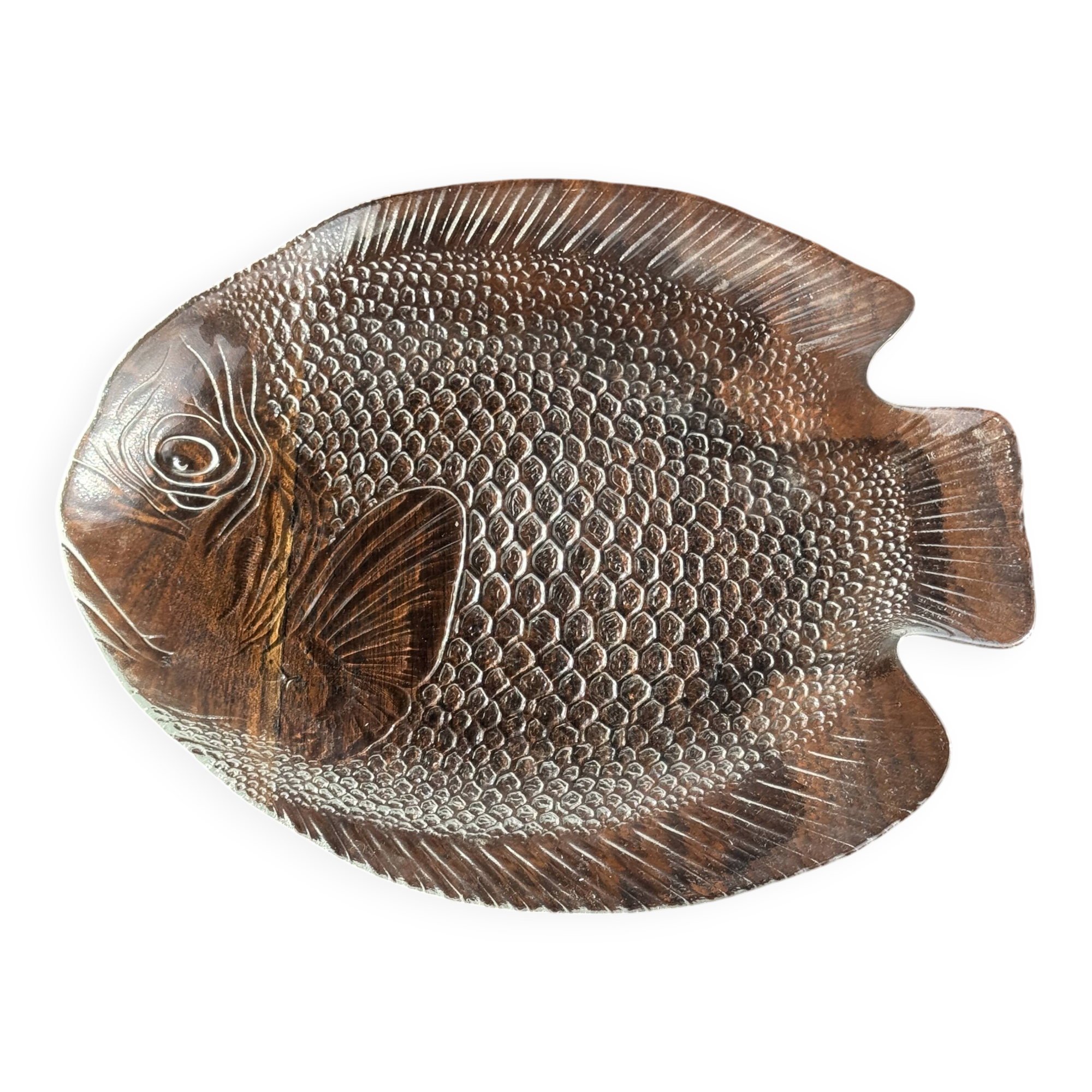 Large fish plate transparent glass Arcoroc vintage L38.5