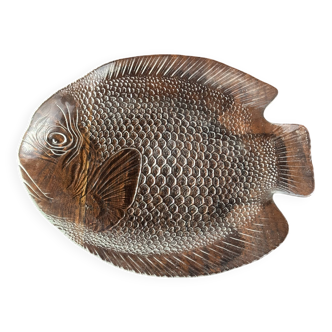 Large fish plate transparent glass Arcoroc vintage L38.5