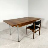 Extendable Vintage teak diningtable with Chrome legs by Alfred Hendrickx Belform