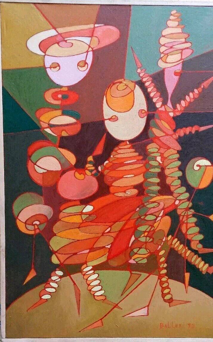Abstract oil painting on canvas franco balleri 1993 oil on canvas