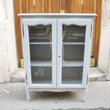 Ancienne vitrine en bois peint gris