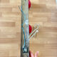 Designer pendant light with 3 red and chrome spots